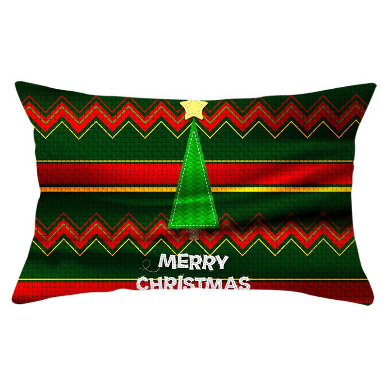 Green Series Christmas Peach Skin Printed Waist Pillowcase Square Sofa Pillowcase Office Pillowcase