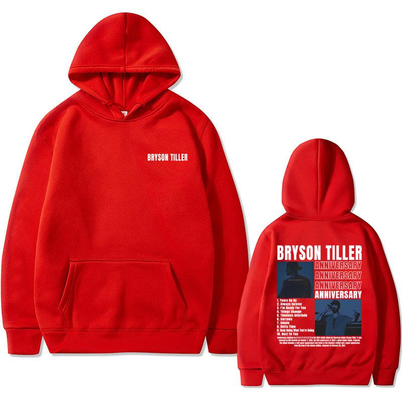 Rapper Bryson Tiller Men's Casual Vintage Hoodie ANNIVERSARY Graphic Print Sweatshirt Male Hip Hop Streetwear Oversized Hoodies