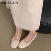 Fashion SUOJIALUN Spring New Brand Women Flat Shoes Fashion Round Toe Shallow Slip oN Ballerinas Shoes Soft Low Wedge Heel Boat Shoes