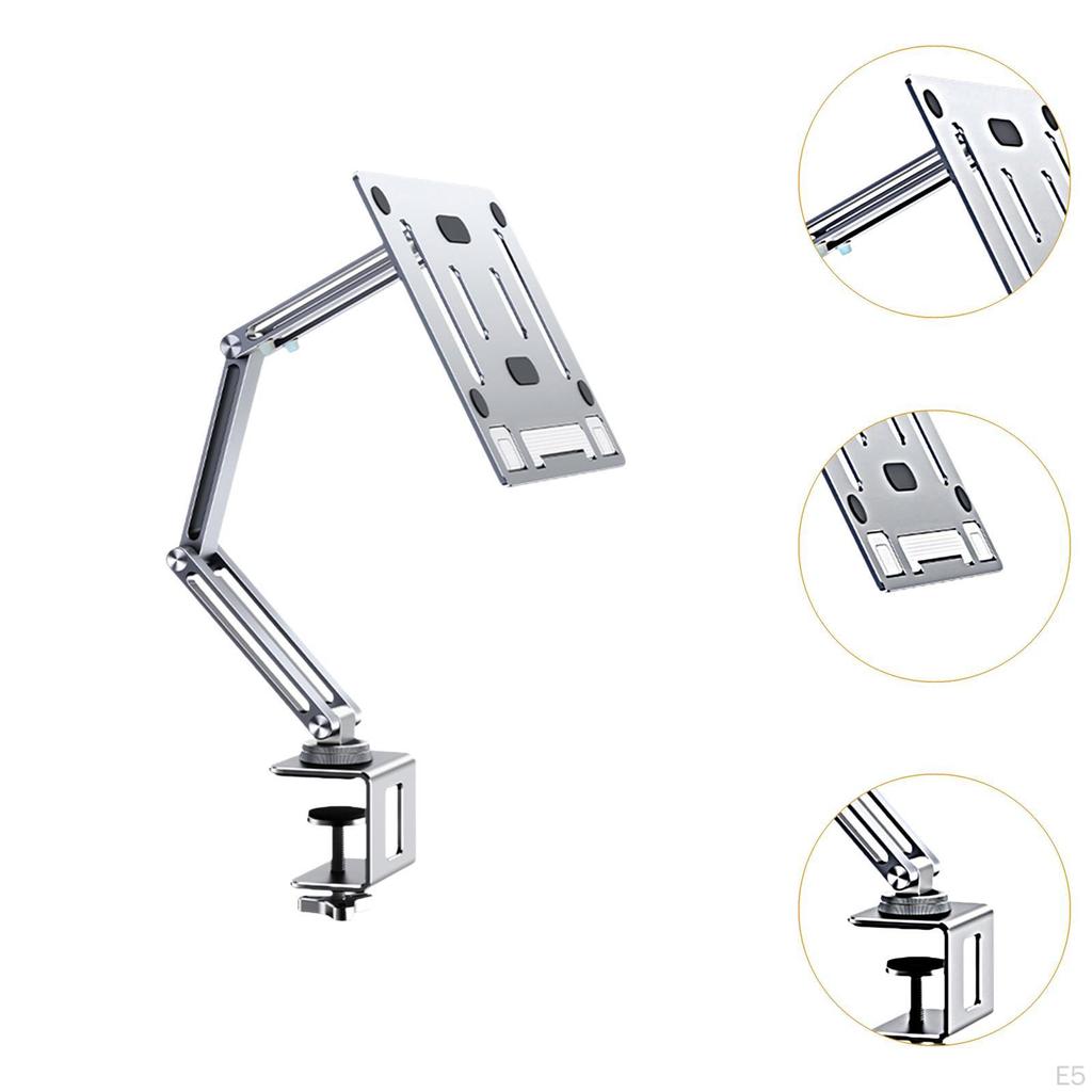 Laptop Tablet Holder Desk Mount Adjustable Arm with C Clamp Simple Installation for Studying Cooking