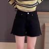 Plus Size High-Waisted Slit Wide-Leg Denim Shorts for Summer - Slimming A-Line Hot Pants for Curvy Women
