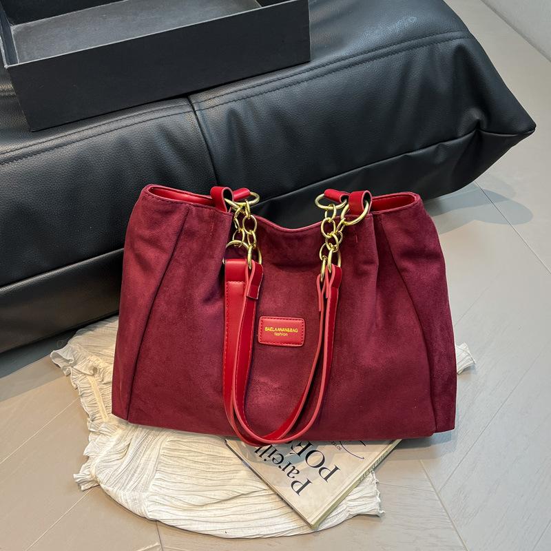 Casual autumn and winter suede suede foreign style versatile Korean fashion temperament shoulder bag handbag 2025 women's tote bag
