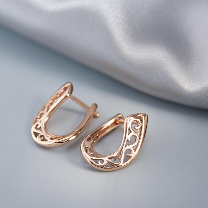New Trend  Rose Gold Earring For Women Unusual Hollow Flower Metal Geometric Drop Earrings Fashion Daily Jewelry