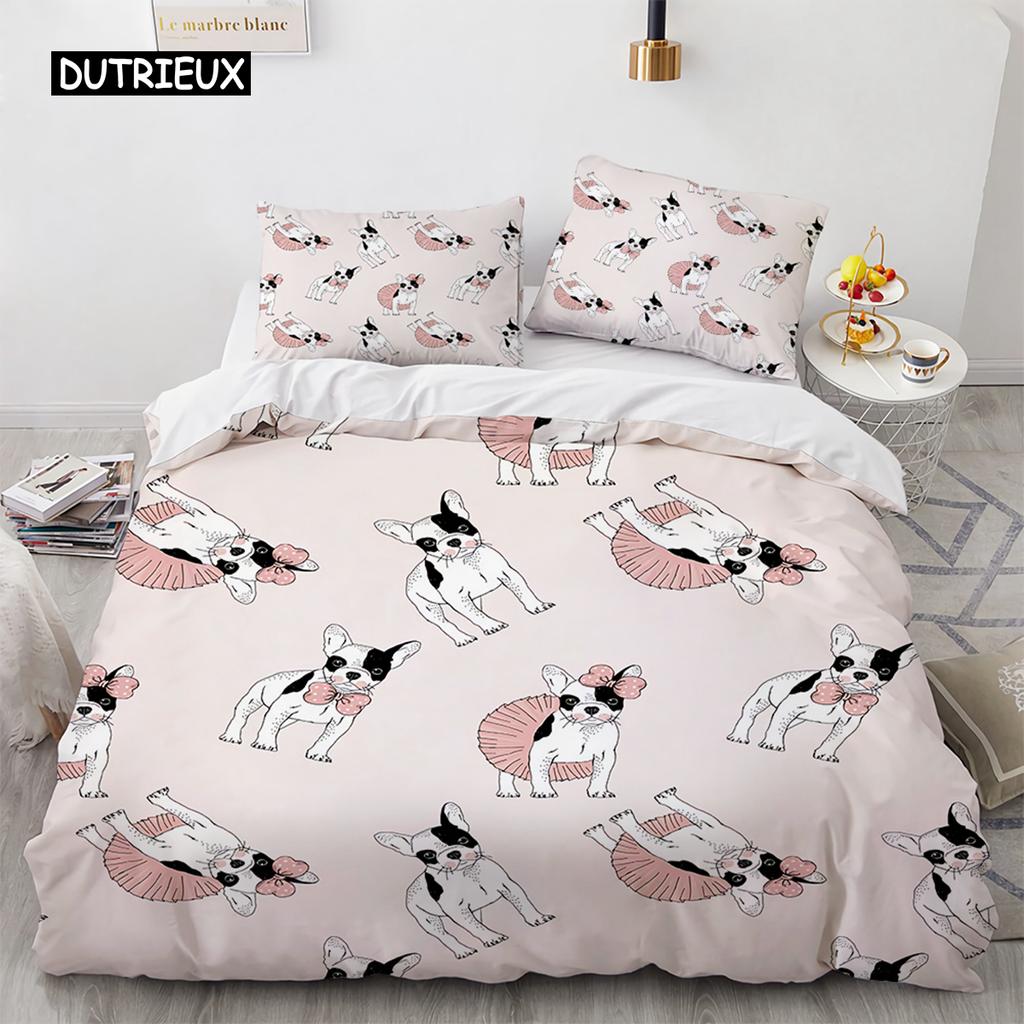 Husă de pilota Corgi Dog King Queen Set de lenjerie de pat pentru cățeluș din desene animate galben pentru copii, băieți, fete, animal de companie Kawaii, roz, husă de pilota 2/3 buc.