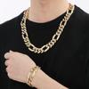Hip-Hop Jewelry CZ Cuban Chain Man Bracelet Necklace Set Luxury Gold Color 60CM Long Stainless Steel Men's Necklace & Bracelets