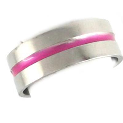 Silver Pink 'Peaceful' Steel Ring - 7 Mm