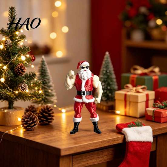 Humorous Christmas Gifts Strong Muscles Santa Claus Ornament, Muscle Lines And Beard Decor, 3D Printed Funny Whimsical Accents Decoration, Durable