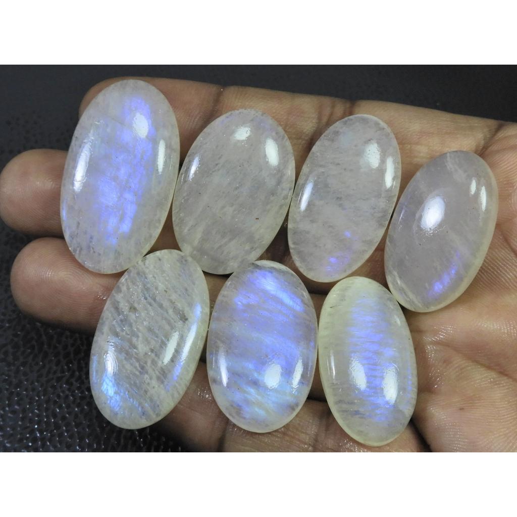 243Cts. Natural African Moonstone Oval Cabochon Loose Gemstone 07 Pcs Lot C-900