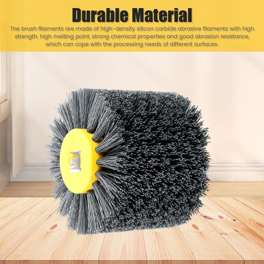 80/120/320 Grit Nylon Abrasive Wire Drum Polishing Wheel Electric Brush for Woodworking Metalworking for Wooden Polishing
