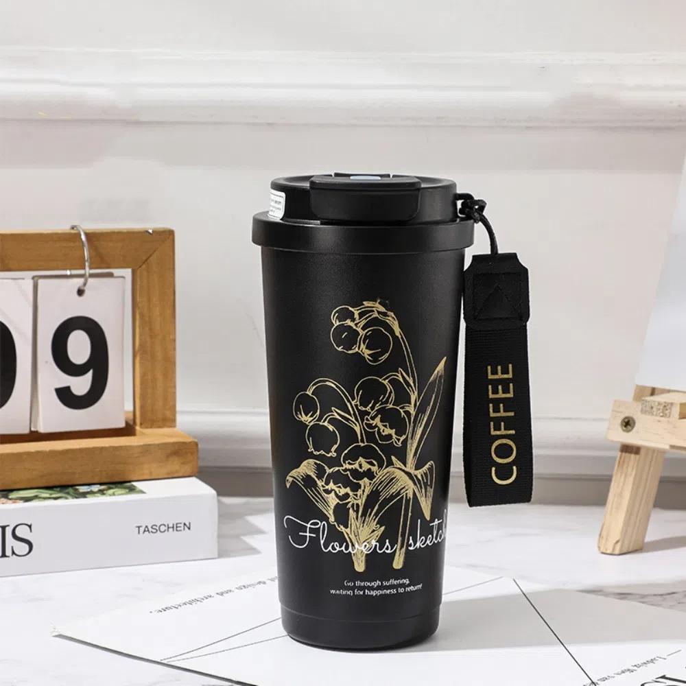 Edelstahl Wasserflasche Orchidee Kaffeetasse Tragbarer Isolierbecher Zuhause Büro