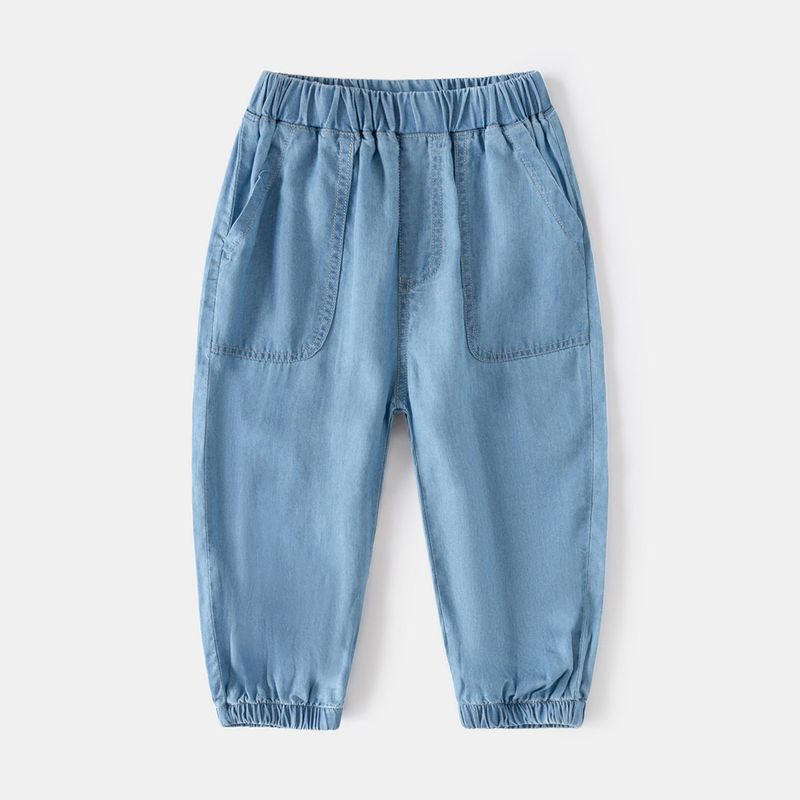 Boys' Pure Color Denim Children's Clothing Summer Children Casual Jogger Pants Mid Waist Anti Mosquito Pants Children's Thin Pants
