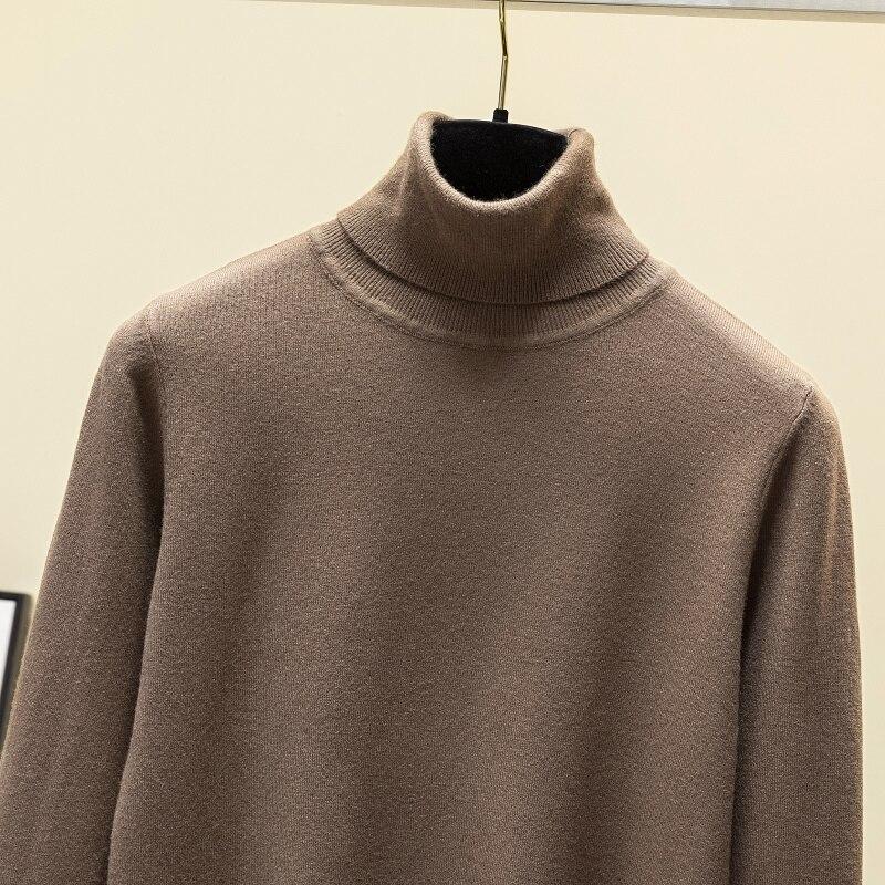 Rollkragen Pullover Wolle Frauen Pullover Herbst Winter 2023 Unten Gestrickte Pullover Jumper Langarm Lässige Strickwaren Tops 28712