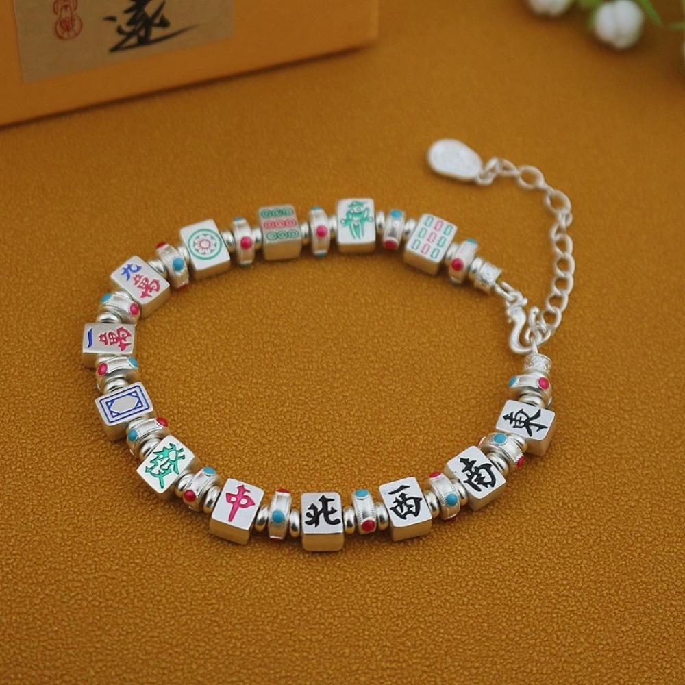 Chinese Style Majiang Beads Bracelet Adjustable Women Wristband All-match New Year Bracelet  Gifts
