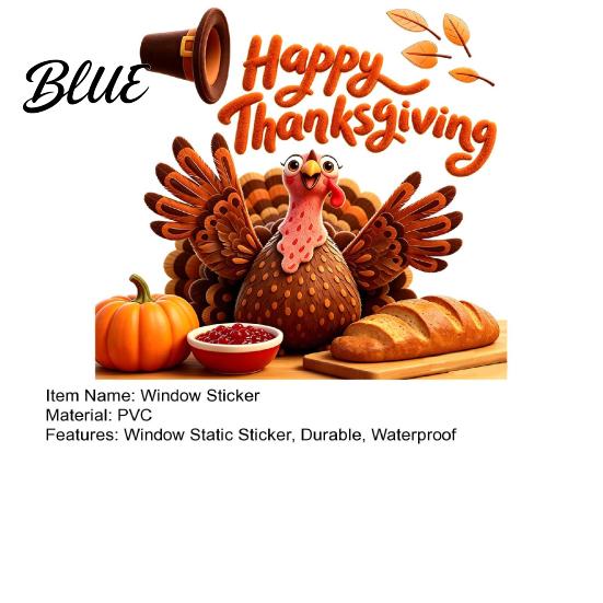 Creative Holiday Gift Autumn Thanksgiving Turkey Window Static Sticker Decorative Removable PVC Decals Theme Scene Setter Harvest Wall Clings