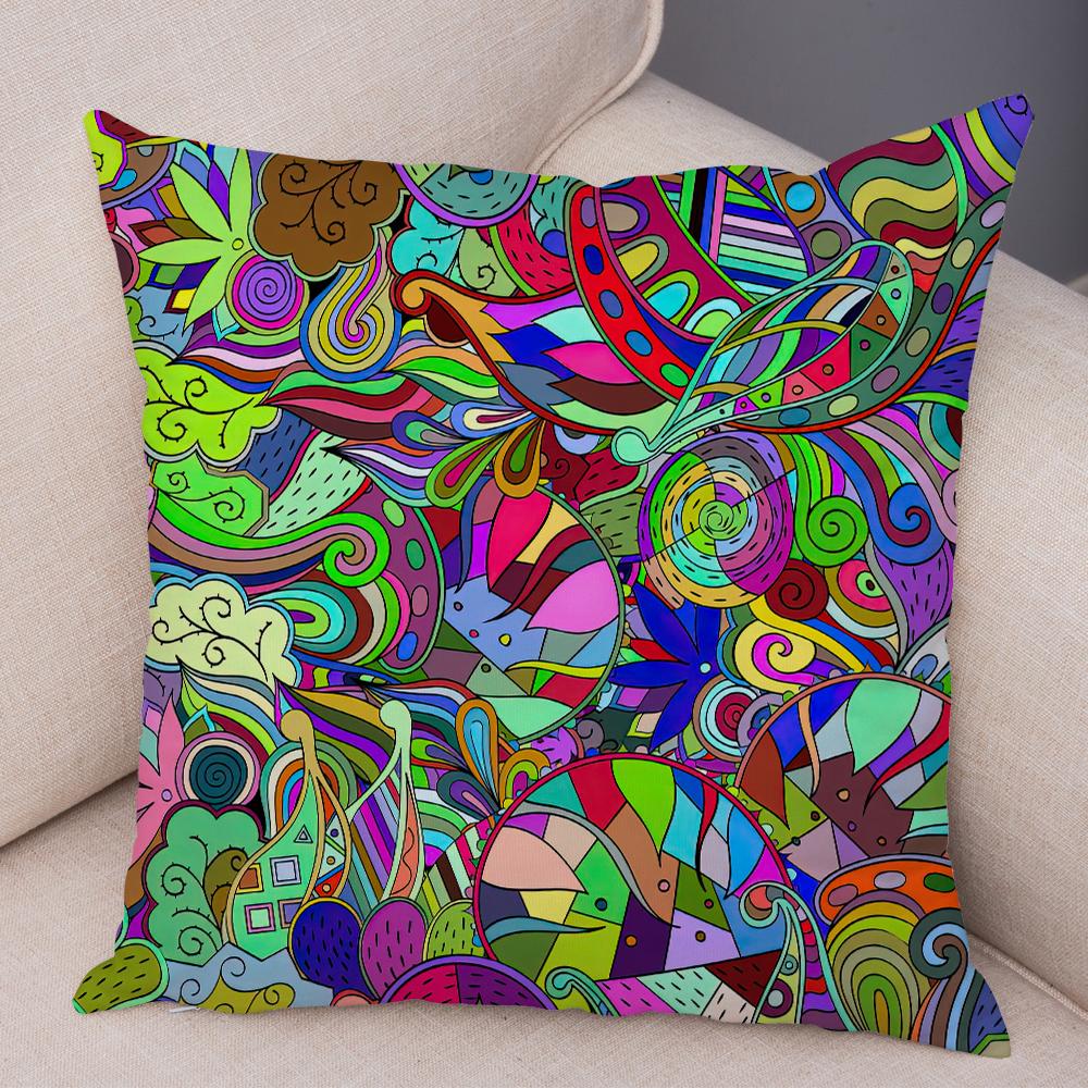 Bright Abstract Bohemian Floral Art Print Household Sofa Bedroom Decoration Pillow Cover Cushion Shell