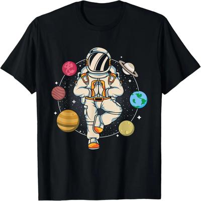 Meditating Astronaut Planets Universe Zen Yoga Astronomy T-Shirt