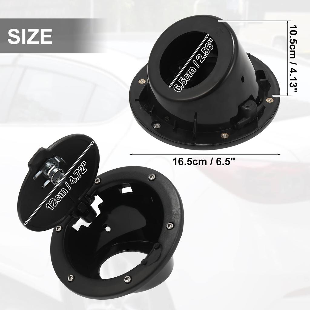 ACROPIX Fuel Tank Fuel Filler Lock Door Gas Tank Cap Cover Fits Jeep Wrangler JK with Key Black 1 Piece