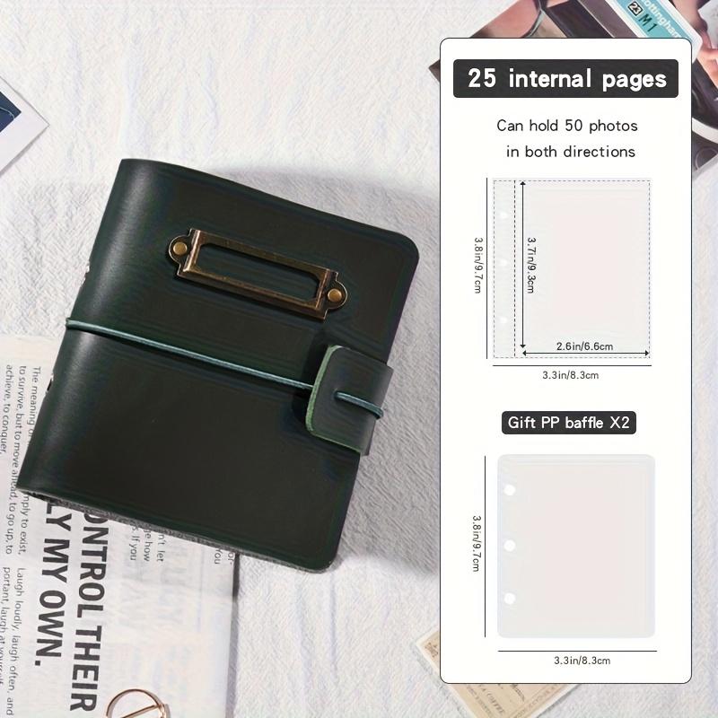 

Photo Album Storage, Retro Leather Mini Polaroid Photo Album, Couple s Memory Book, 1-Pocket 3-Inch Travel Card Holder зелёный
