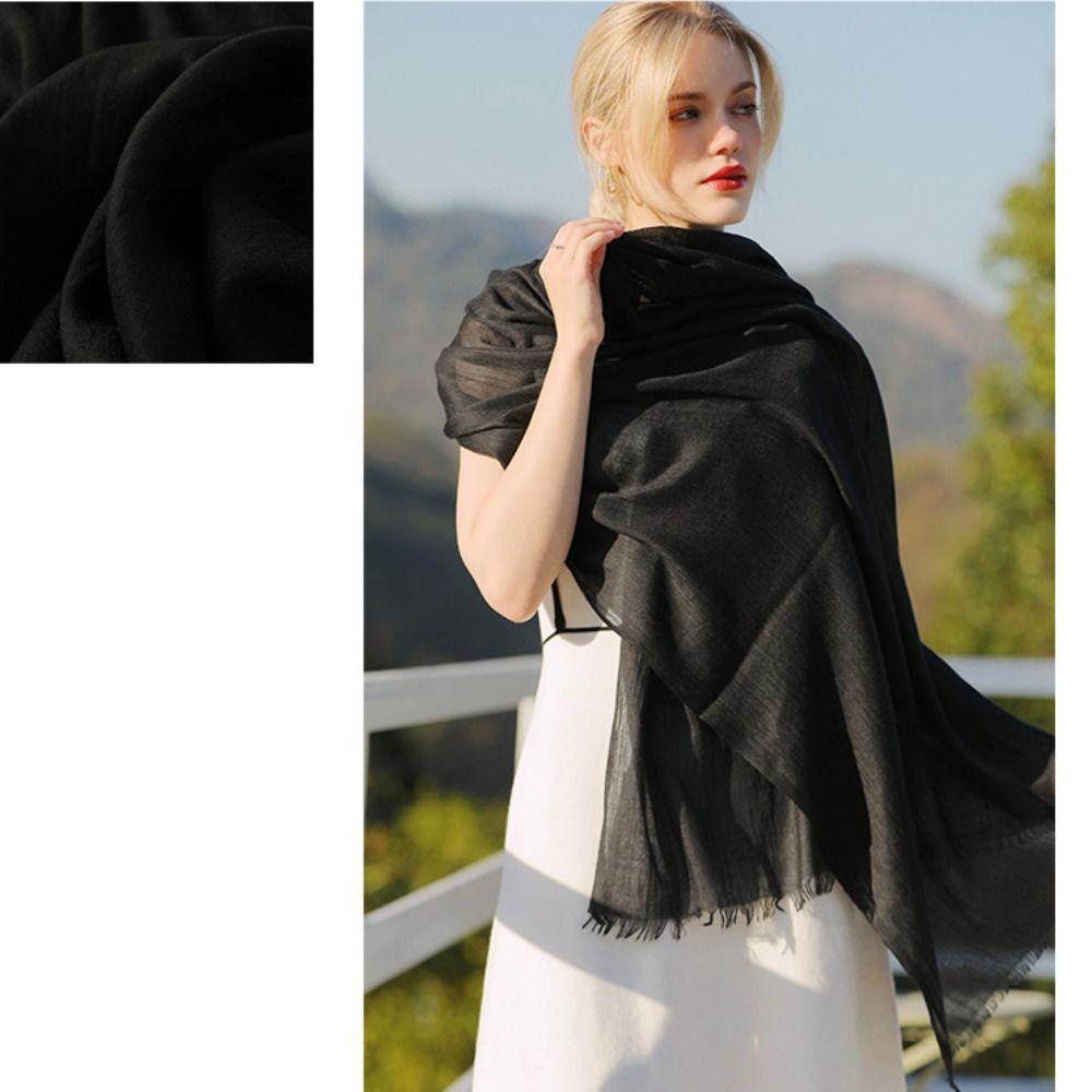 Solid Color Scarf Sun Protection Wrap Hijab Summer Pashmina Women Men