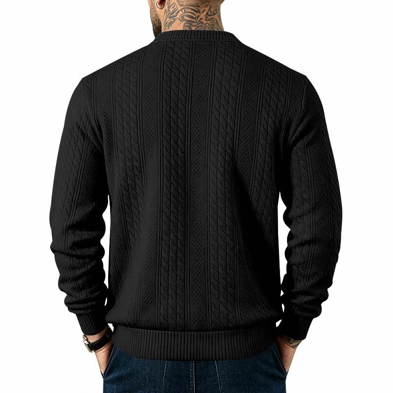 Herren Zopfmuster V-Ausschnitt Cardigan Pullover, Knopfleiste vorne, Zwei aufgesetzte Taschen, Gerippte Bündchen & Saum, Weicher Strick Lässiges Layering Top
