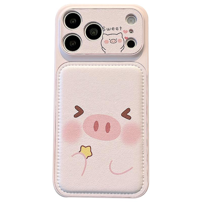 Trendy Leather Texture Pig Series Drop-Proof Phone Case for Apple iP17 Pro Max (16/15/14)