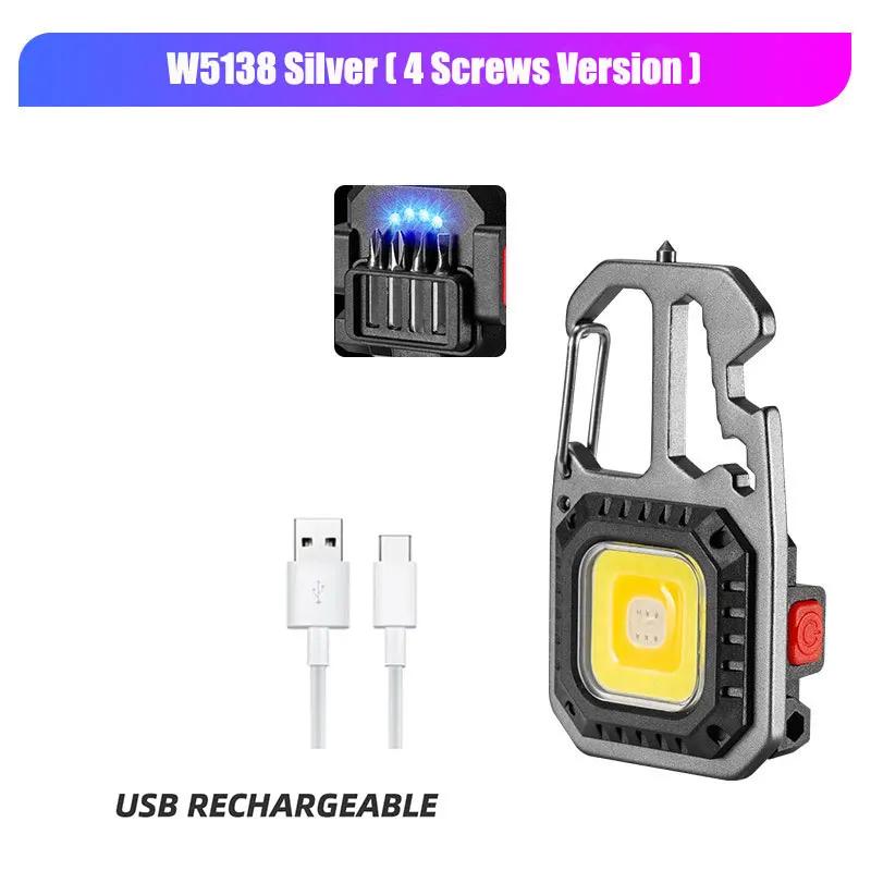 COB Keychain Work Light Portable EDC Flashlight High Lumens Camping Hiking Running Emergency Lighting Lamp With Screwdriver