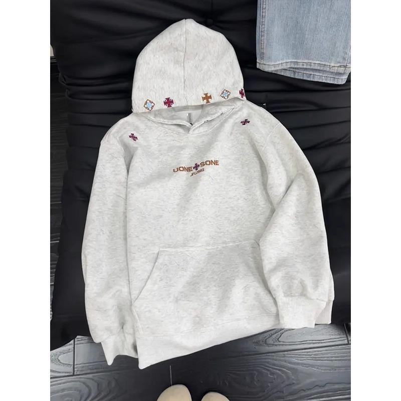 Cleanfit Unisex Black Tie-Dye Embroidered Hoodie - Oversized Ethnic Style for Autumn/Winter Extra Large