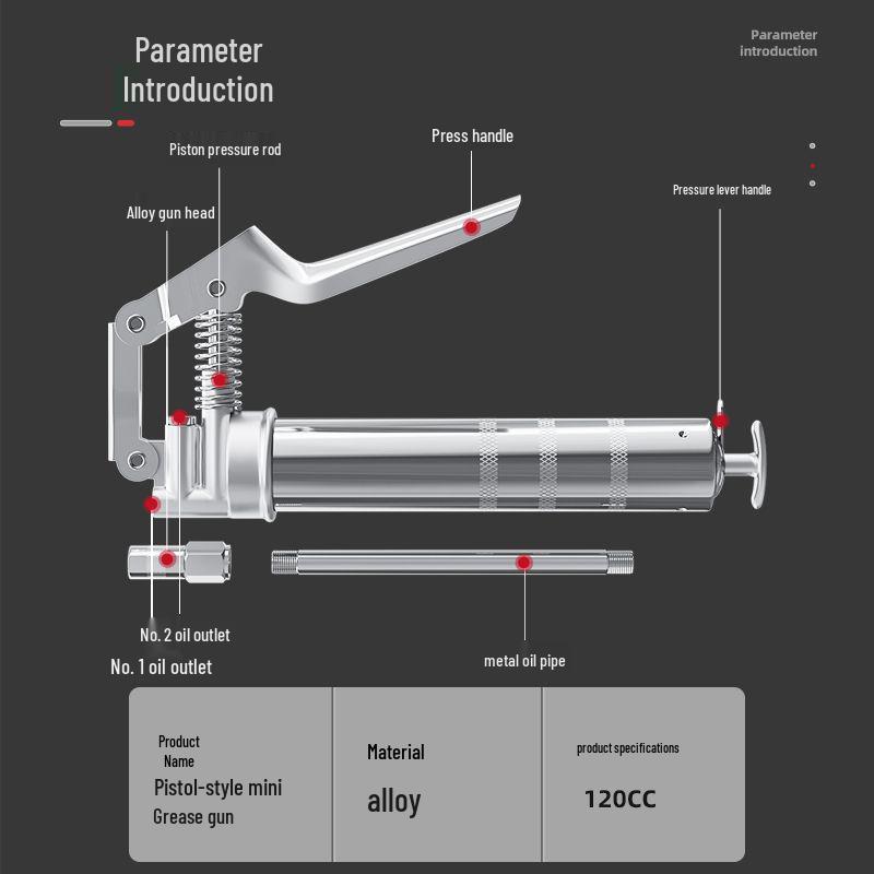Mini One-Hand High-Pressure Grease Gun with Auto Air Venting