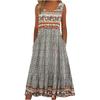 Sleeveless Summer Loose Printed Dress New Women's Bohemian Floral Casual A-line Dresses Large Size Beach Sundress with Pockets Flowing and Loose