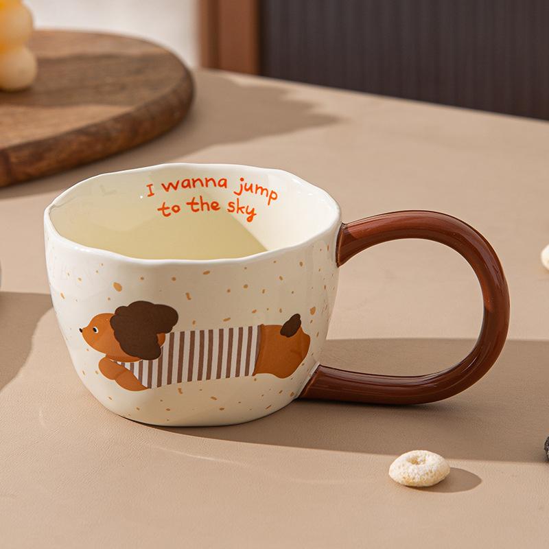 300ML Ceramic Mugs Coffee Cups Milk Tea Cup Ins Korean Style Oatmeal Breakfast Mug Drinkware Kitchen Afternoon Teacup Gifts 300ml