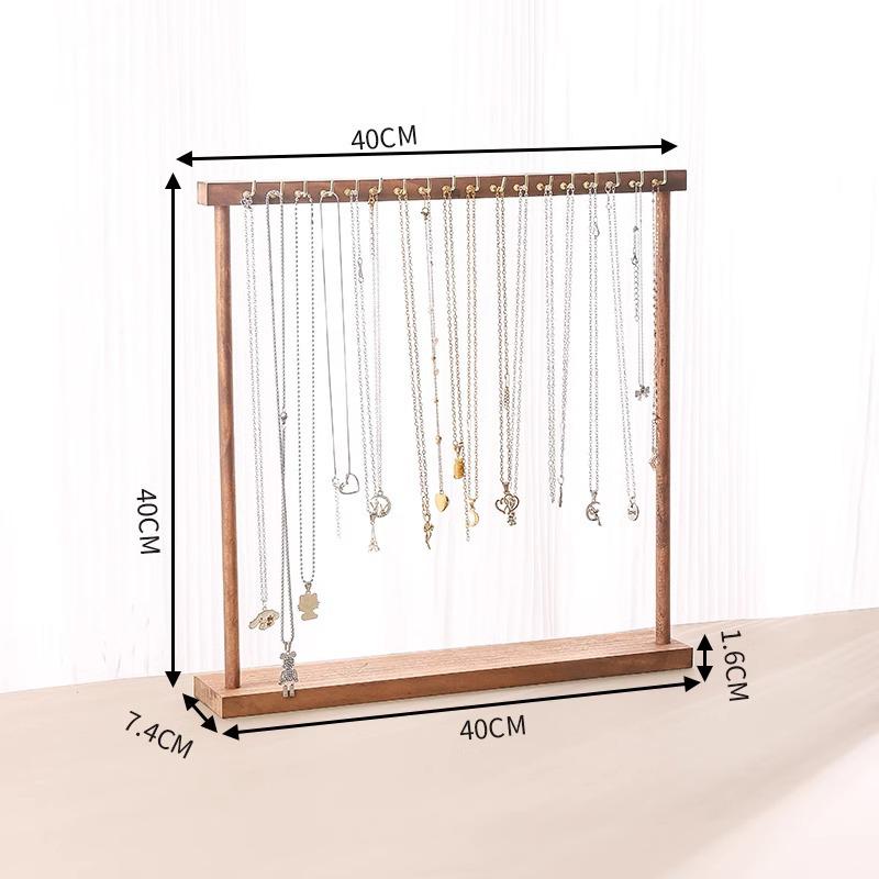 Solid Wood Retro Walnut Necklace Display Stand - Luxury Jewelry Storage for Live Room & Window Display