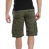 Men Cargo Shorts Mid-rise Button Zipper Closure Casual Shorts with Multi Pockets Solid Color