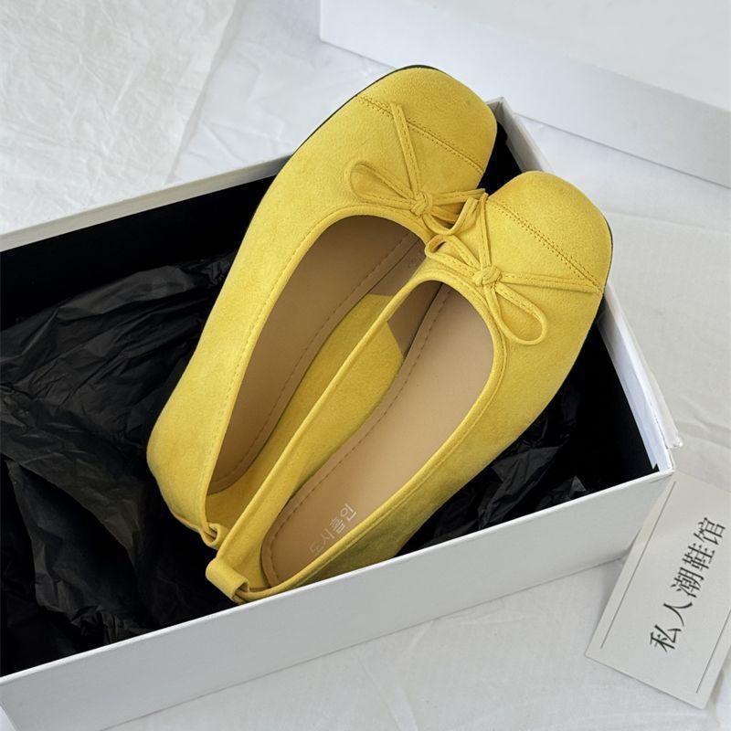 

Attract gentle ballet ladyshoes flats 2025 spring French soft sole new Chinese red light mouth casual shoes 40 жёлтый