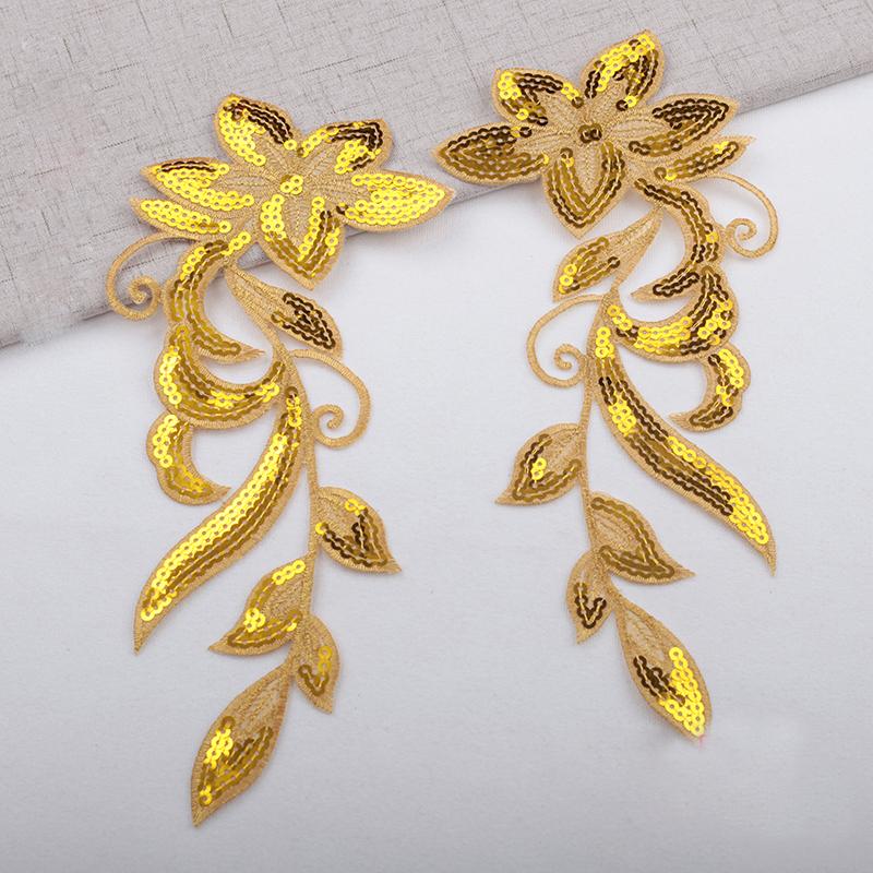 

1 пара нашивок с пайетками и вышивкой в виде цветов, приклеивающихся утюгом, для одежды, для DIY, аппликации, значки, швейная декорация жёлтый