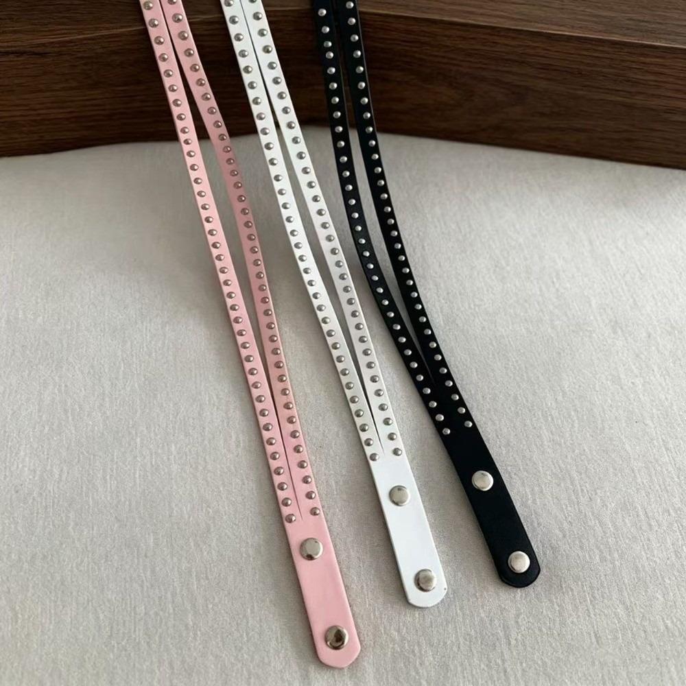 Studded Metal Stud Belt Metal Studs Narrow Waist Belt Fashion Thin Waist Belt  For Women