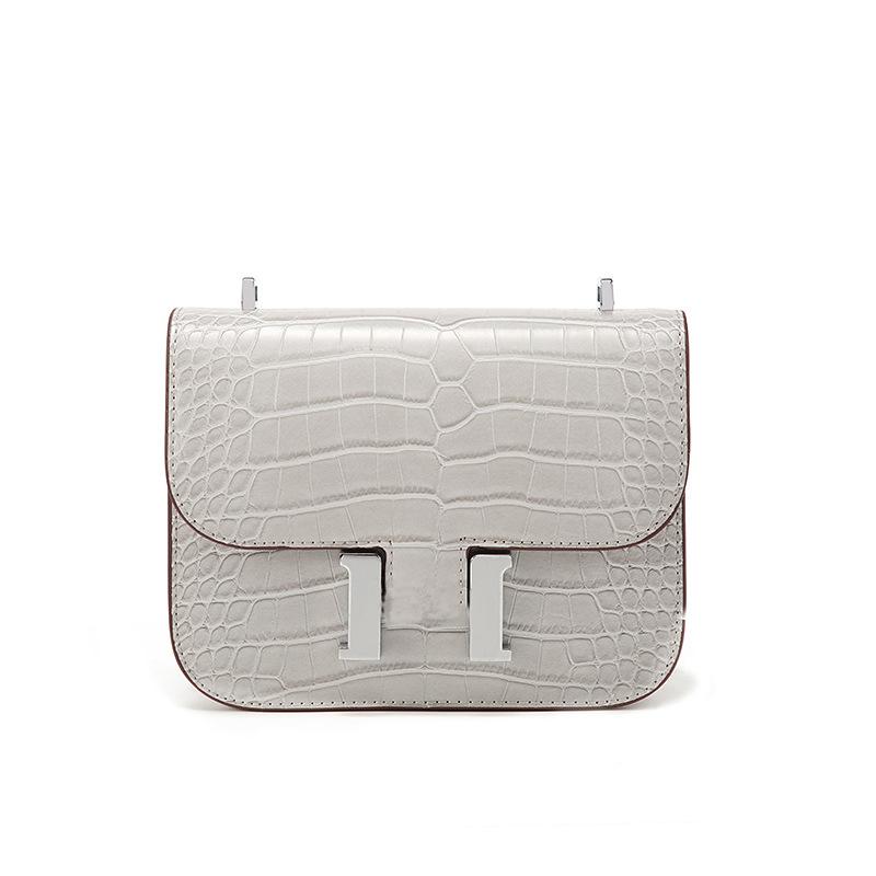 

Сумка Kangkang с H-образной пряжкой, с крокодиловым узором, сумка стюардессы, женская новая высококлассная наплечная сумка-мессенджер, сумка-коробка, сумка-тофу, фабрика 23-17-7cm