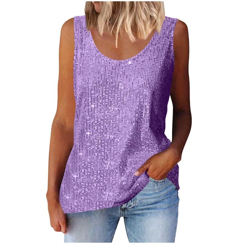 

European Style Women Commuting Loose Fit Round Neck Tank 15 L фіолетовий