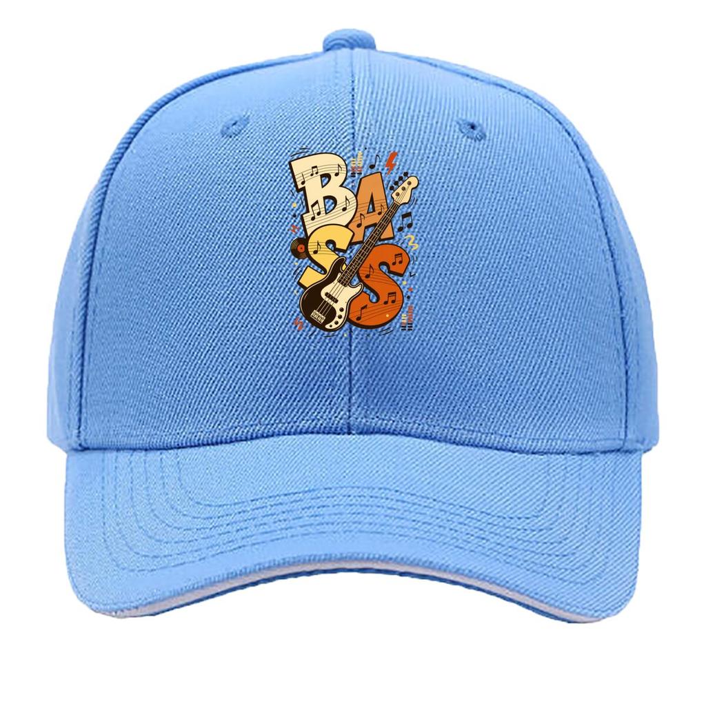 Vintage Bass Notes Typography Emblem Sandwich Baseball Cap Sun Cap Outdoor Workouts Hat