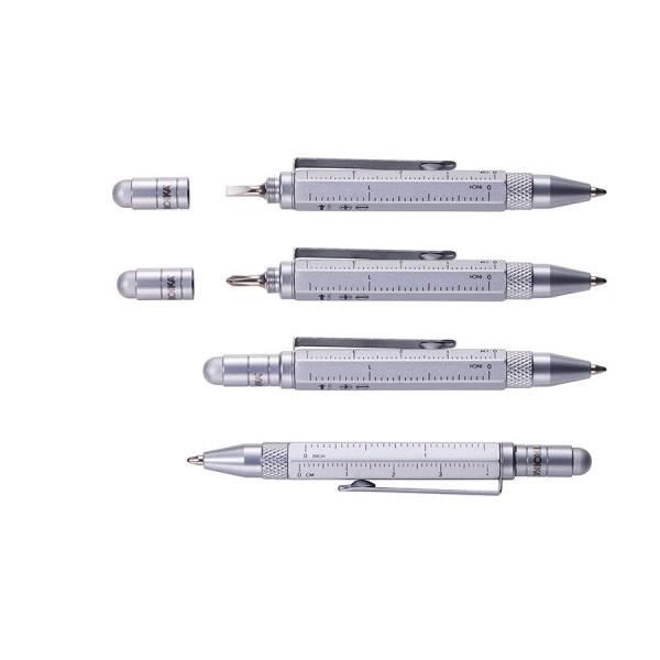 TROIKA Construction Lilput, Multifunction ballpoint pen, Noir, Argent, Titane, Hexagonal, 1 mm, Moyen