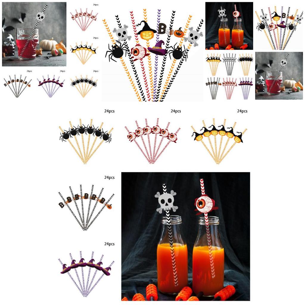 Eye-catching Halloween Pumpkin And Spider Straw Attachments