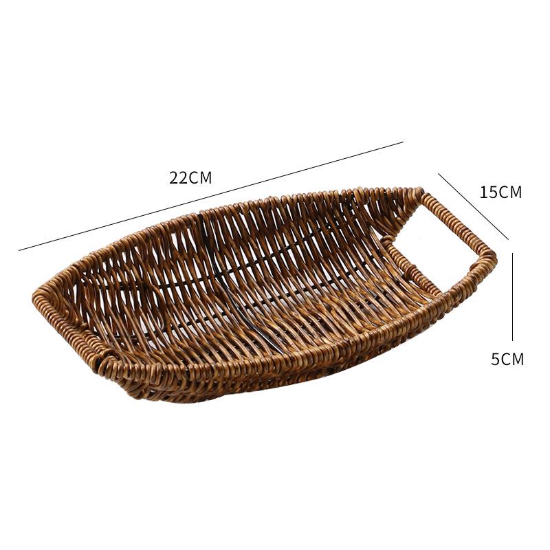 Nordic Style Plastic Rattan Woven Snack Basket for Coffee Table