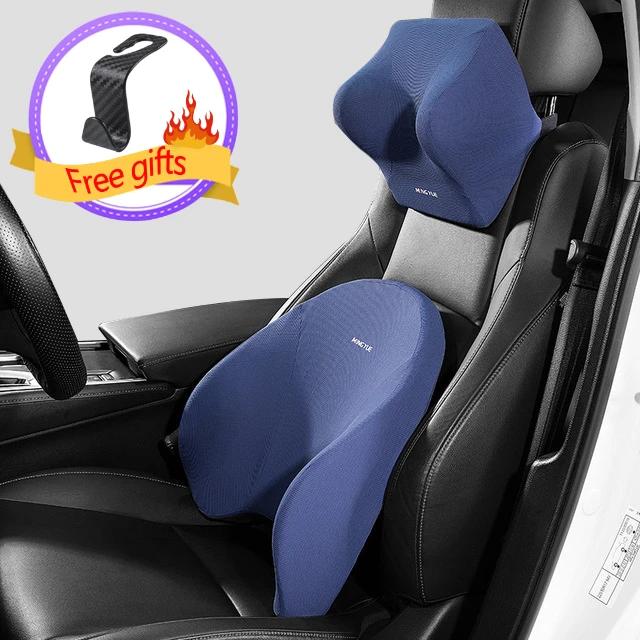 Car Neck Pillow Car Seat Lumbar Headrest Support Memory Foam Waist Neck Pillow Car Travel Back Support Car Interior Accessories