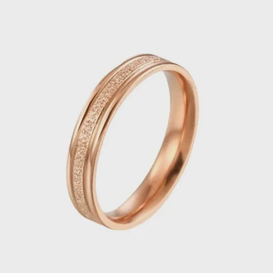 Pierścionek matowy w kolorze różowego złota 2025 - Prosty styl koreański dla studentek ze stali tytanowej