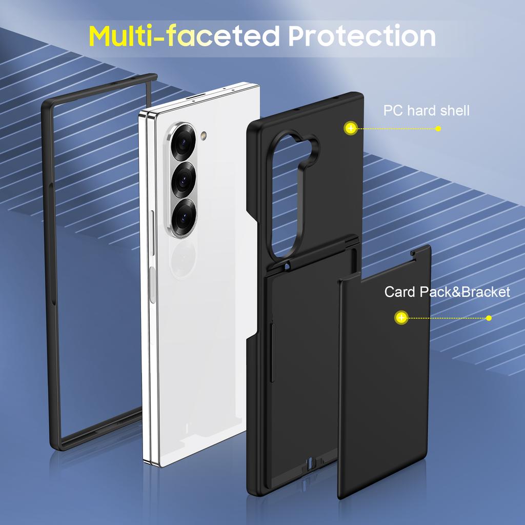 Card Pocket Anti-Drop Hard Plastic Folding Funda Cover for Samsung Galaxy Z Fold7 5G Fold6 Fold 7 Fold5 Fold 6 5 Protective Case