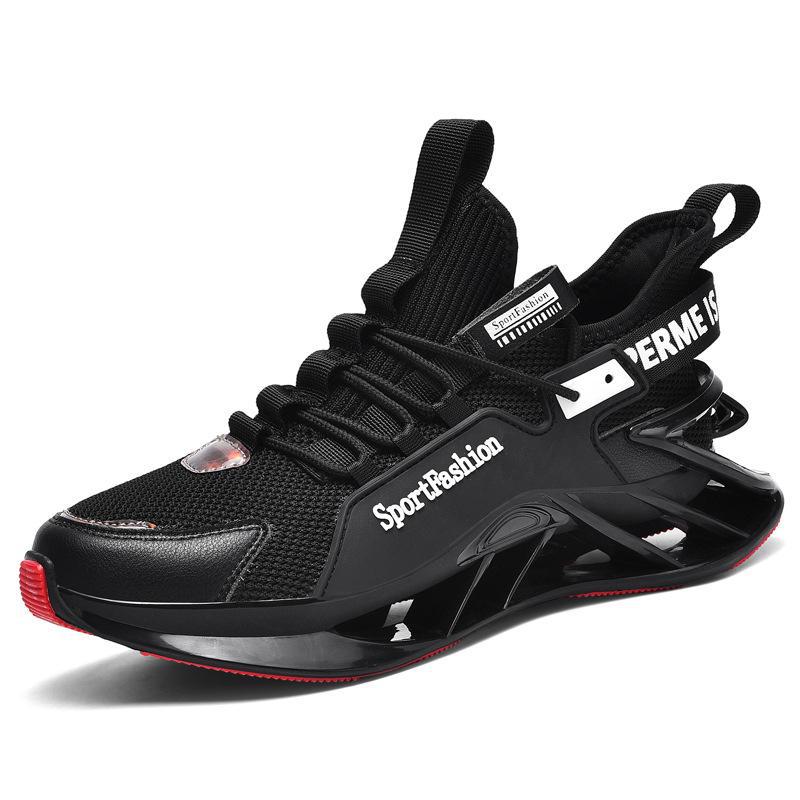 Men's Cross-Border Chinese Style Shock-Absorbing Running Shoes - Spring, Summer, and Autumn Breathable Blade Design, Large Sizes Available.