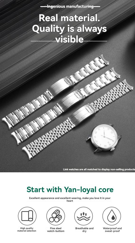 For Seiko Watchband No. 5 Diving Sxns80 Snxs79 Snxs79k Snxs77 Snxs73 Series 19mm Curved End Stainless Steel Strap Folding Buckle