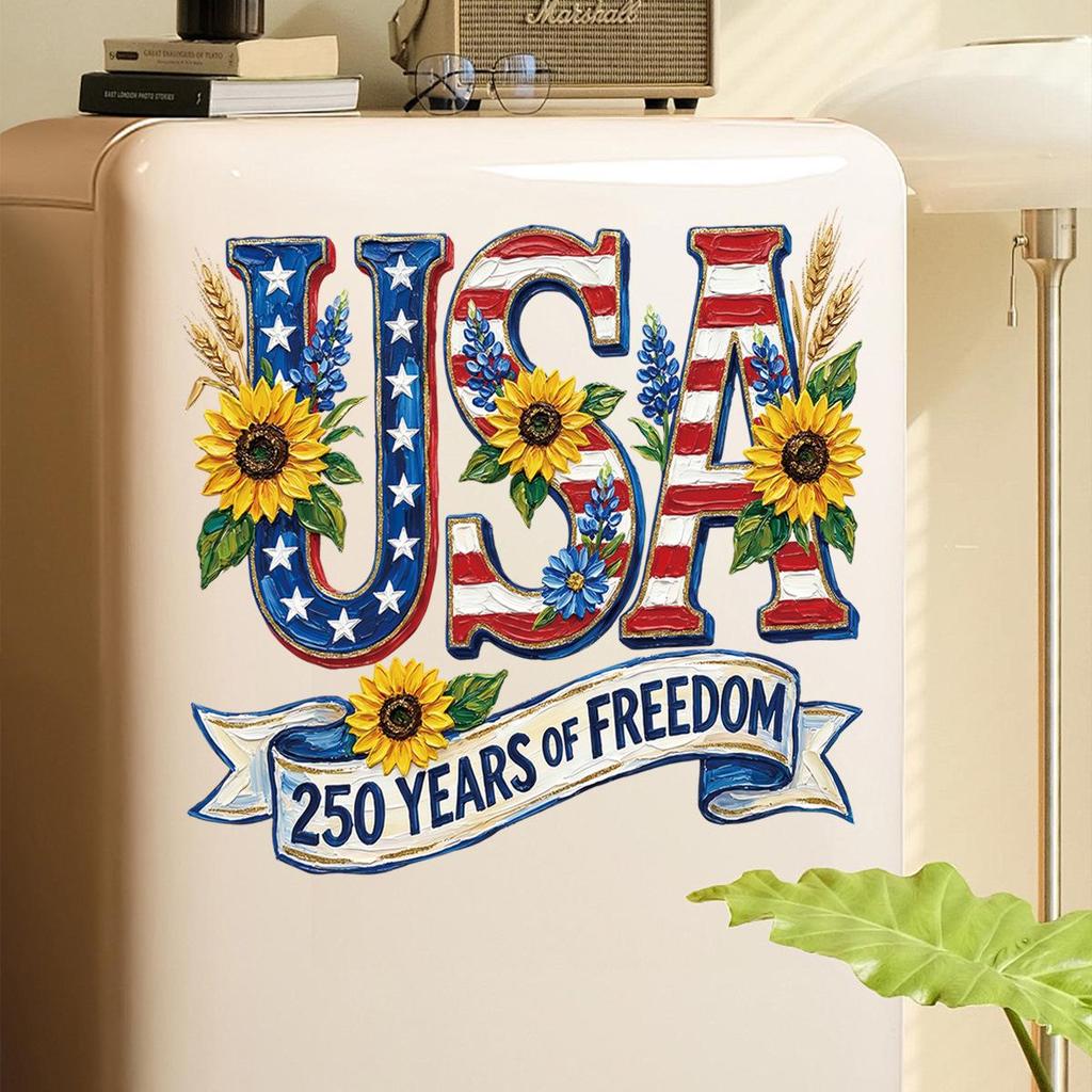 250th Anniversary USA Independence Day Sunflower Stars & Stripes Window Stickers