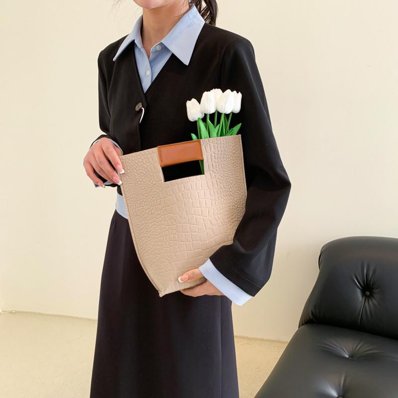 Stylish Women's Tote Bag Summer Trendy Large Capacity Handbag In Black Green Orange Fuchsia And Khaki