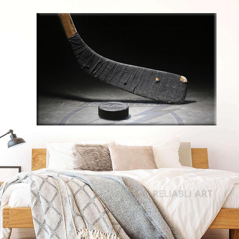 Modern Stick On Ice Hockey Canvas Painting Winter Sport Posters and Prints Hockey Player Wall Art for Living Room Home Decor