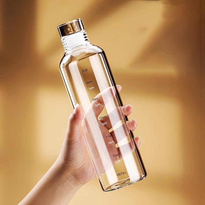 Sealed Transparent Glass Bottle Portable Juice Bottle With Time Scale Water Container Sealed Brewing Wine Bottle 500/750/1000ml